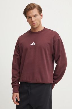 Mikina adidas Feelcozy pánska, červená farba, s nášivkou, JE3786
