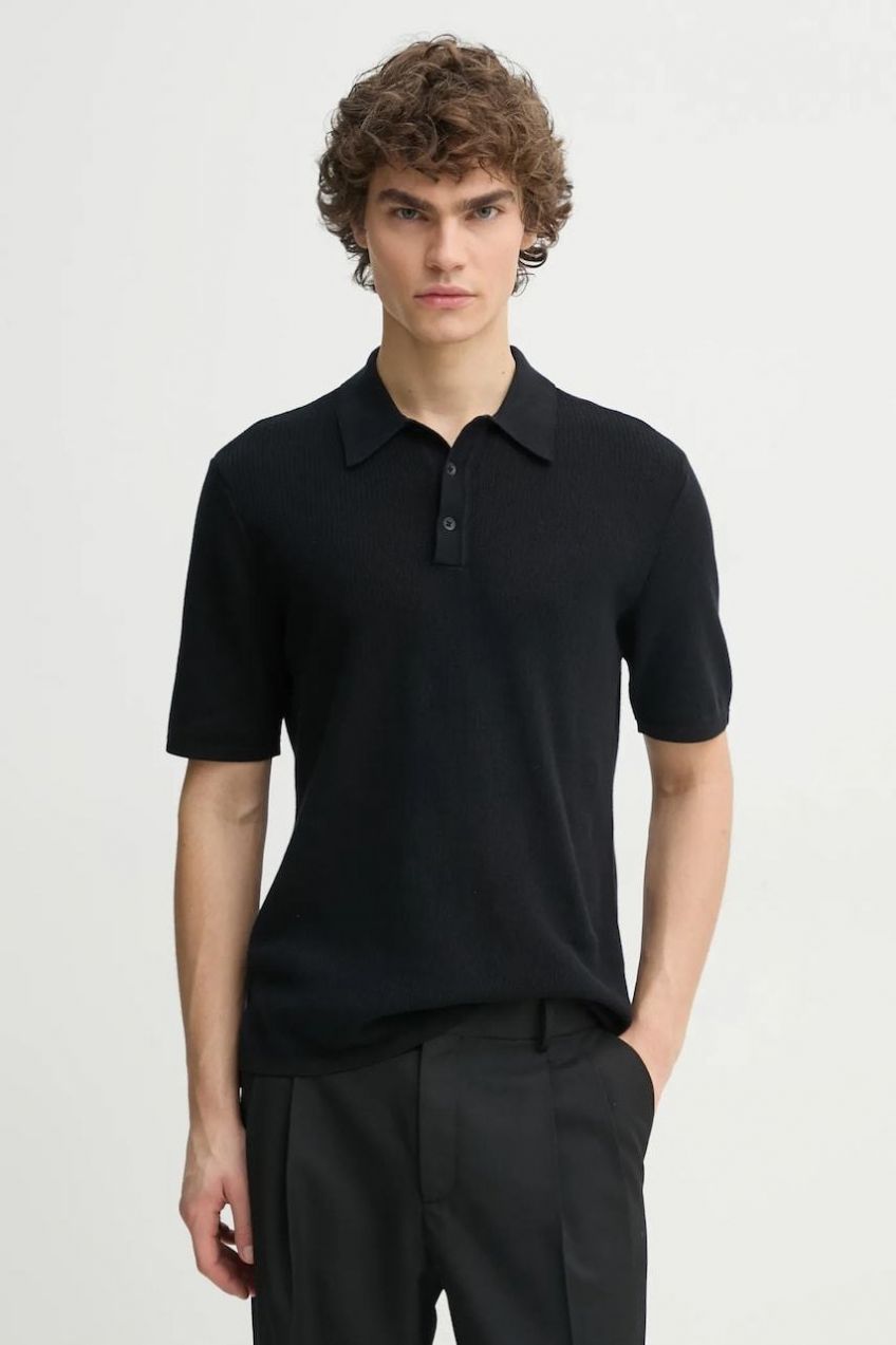Polo tričko Rag & Bone pánske, čierna farba, jednofarebné, MBS22S018KI18