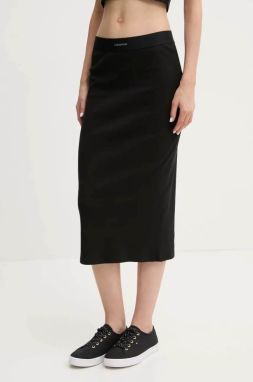 Sukňa lounge Calvin Klein Underwear čierna farba, midi, puzdrová, LV00QS7350