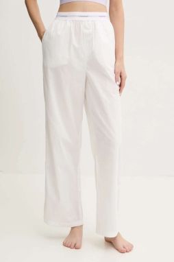 Bavlnené pyžamové nohavice Calvin Klein Underwear biela farba, LV00QS7410