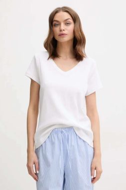 Bavlnené tričko Lauren Ralph Lauren dámske, biela farba, ILN62373