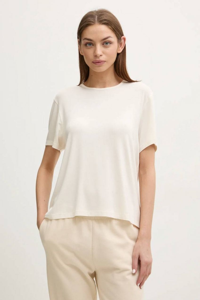 Pyžamové tričko Calvin Klein Underwear béžová farba, LV00QS7435