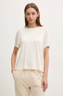 Pyžamové tričko Calvin Klein Underwear béžová farba, LV00QS7435