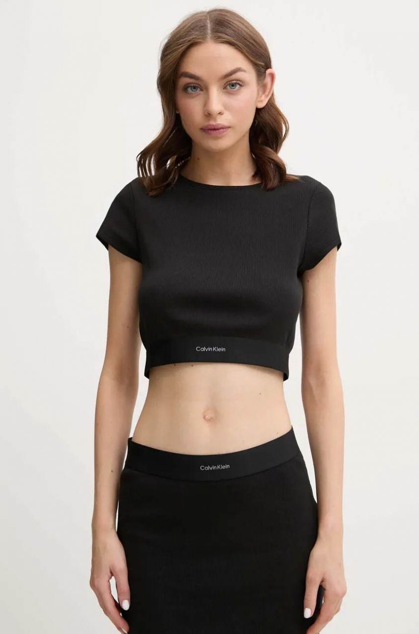 Tričko Calvin Klein Underwear dámske, čierna farba, LV00QS7349