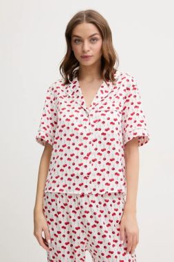 Pyžamová košeľa Abercrombie & Fitch dámska, béžová farba, saténová, KI146-5049