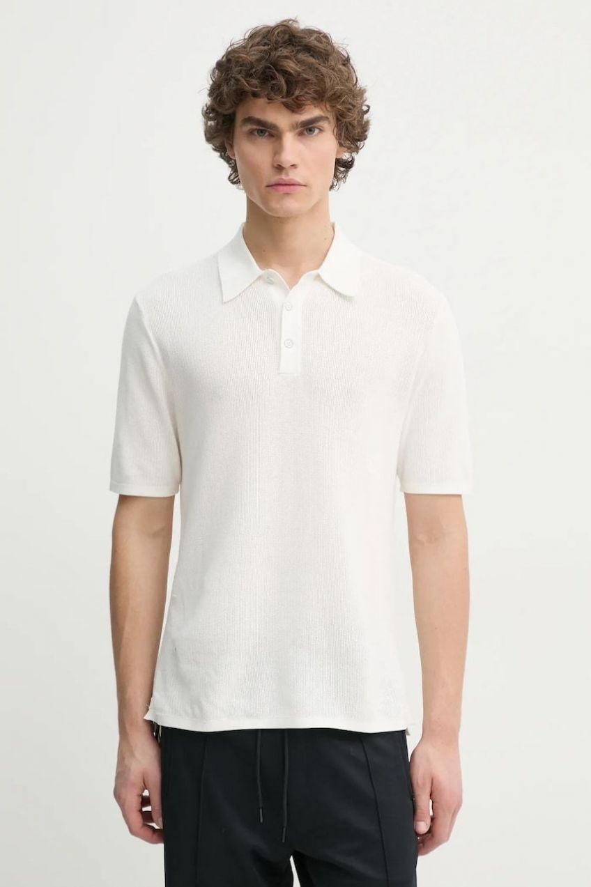 Polo tričko Rag & Bone pánske, biela farba, jednofarebné, MBS22HS019UC19