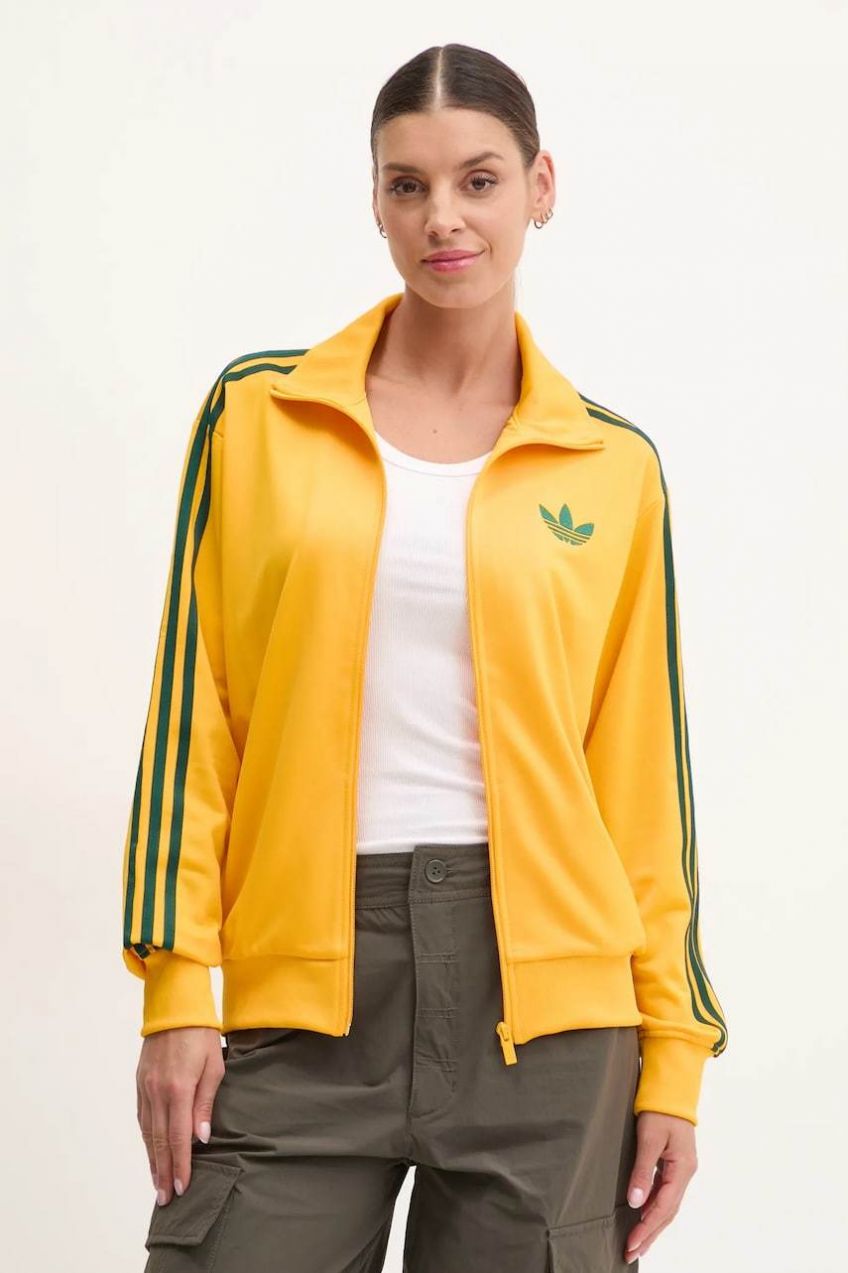 Mikina adidas Originals Firebird dámska, oranžová farba, s nášivkou, JP2300