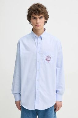 Bavlnená košeľa Drôle de Monsieur La Chemise Slogan Vignes pánska, regular, s golierom button-down, F-SH199-CO116-LBE