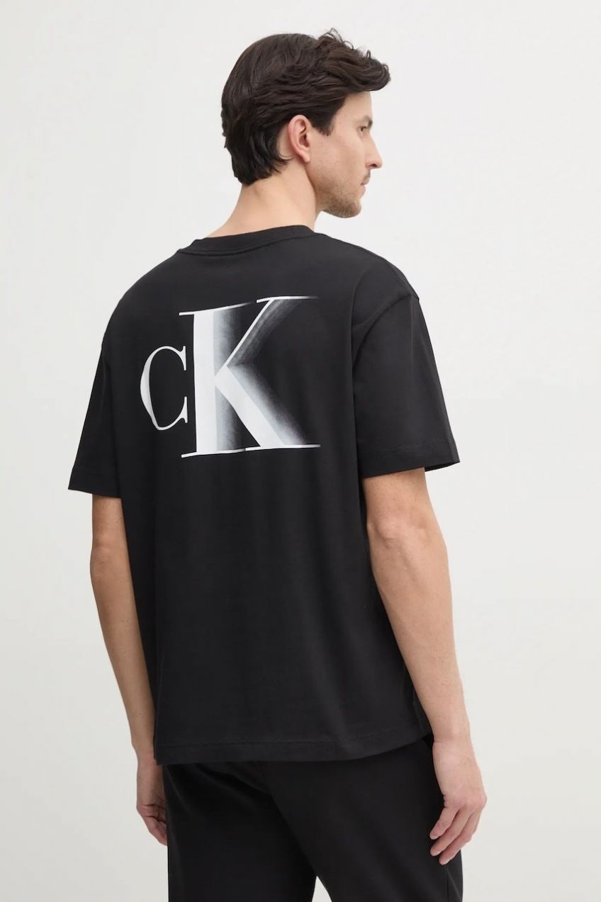 Bavlnené tričko Calvin Klein Jeans pánske, čierna farba, s potlačou, J30J327475
