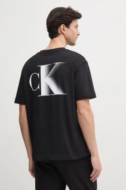 Bavlnené tričko Calvin Klein Jeans pánske, čierna farba, s potlačou, J30J327475