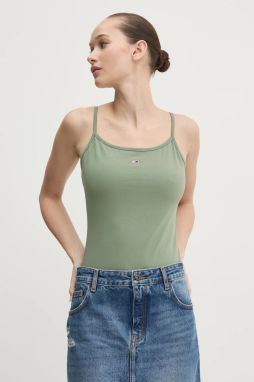 Top Tommy Jeans dámsky, zelená farba, DW0DW20675