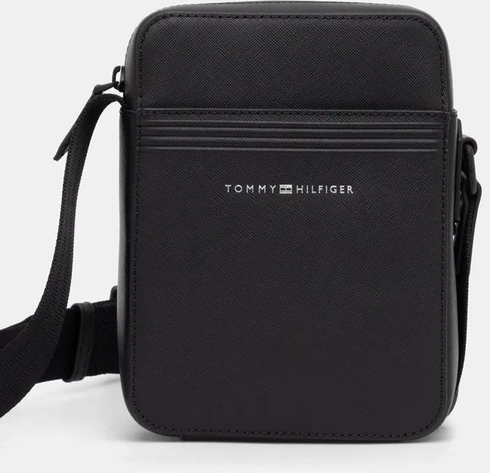 Kožená taška Tommy Hilfiger čierna farba, AM0AM13215