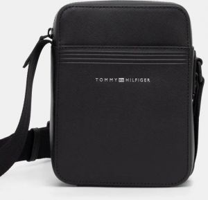 Kožená taška Tommy Hilfiger čierna farba, AM0AM13215