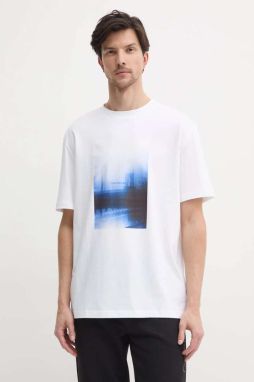Bavlnené tričko Calvin Klein Jeans pánske, biela farba, s potlačou, J30J327477