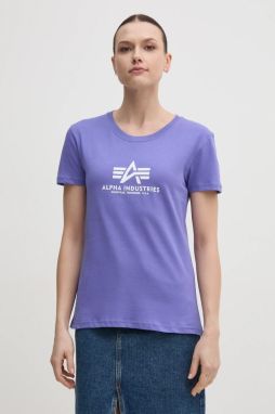 Bavlnené tričko Alpha Industries New Basic T Wmn dámske, fialová farba, 196051