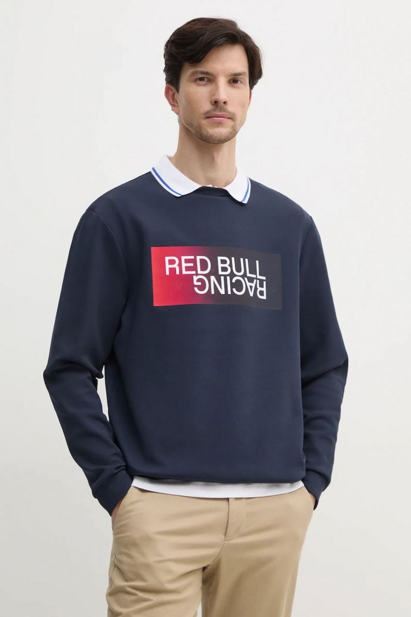 Mikina Red Bull Racing x Pepe Jeans OMBRE LOGO CREW pánska, tmavomodrá farba, s potlačou, RM580012