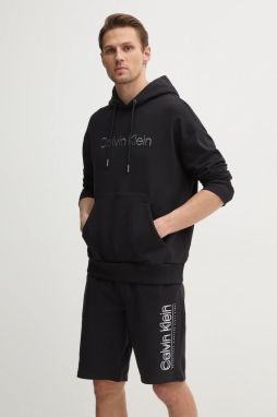Bavlnená mikina Calvin Klein pánska, čierna farba, s kapucňou, s nášivkou, K10K114257