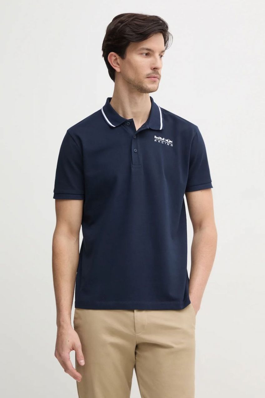 Polo tričko Red Bull Racing x Pepe Jeans TIPPED LOGO POLO pánske, tmavomodrá farba, s potlačou, RM540013