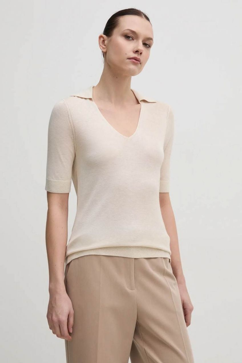 Sveter s prímesou hodvábu Calvin Klein béžová farba, tenký, K20K208200