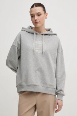 Mikina Tommy Hilfiger dámska, šedá farba, s kapucňou, s potlačou, WW0WW45523