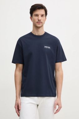Bavlnené tričko Red Bull Racing x Pepe Jeans ABSTRACT RELIEF TEE pánske, tmavomodrá farba, s potlačou, RM500018