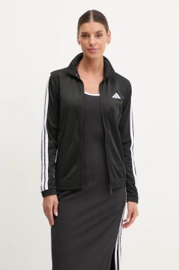 Mikina adidas W 3S TT TRIC dámska, čierna farba, s nášivkou, JC8889