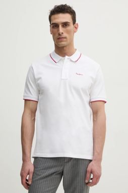 Bavlnené polo tričko Pepe Jeans Hans biela farba, jednofarebný