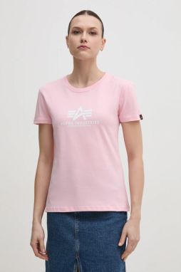 Bavlnené tričko Alpha Industries New Basic T Wmn 196051.491-pink, ružová farba