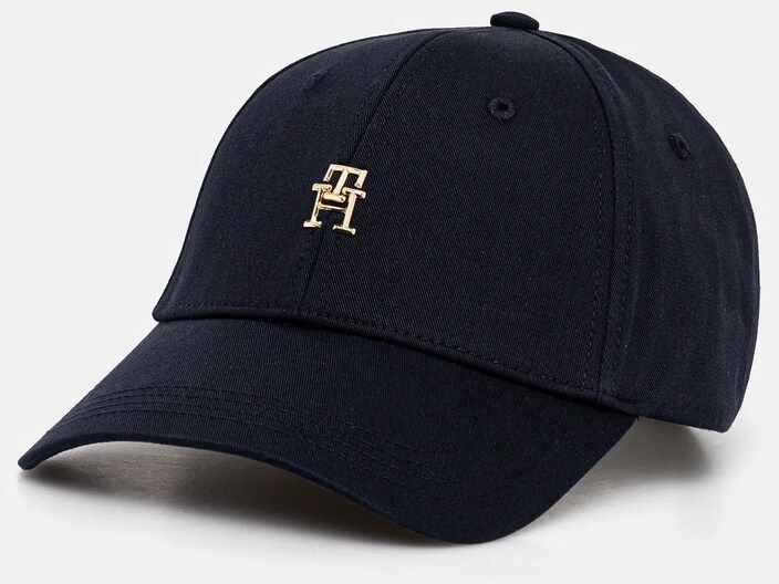 Bavlnená šiltovka Tommy Hilfiger tmavomodrá farba, s nášivkou, AW0AW17128
