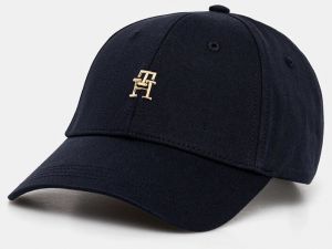 Bavlnená šiltovka Tommy Hilfiger tmavomodrá farba, s nášivkou, AW0AW17128