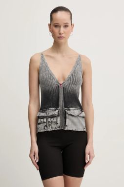 Bavlnená blúzka Diesel M-MELLY KNITWEAR dámska, šedá farba, jednofarebná, A16896.0QMAN