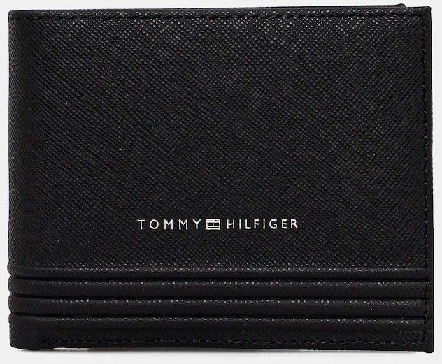 Kožená peňaženka Tommy Hilfiger pánska, čierna farba, AM0AM13258