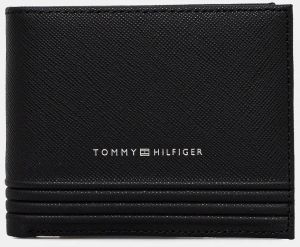 Kožená peňaženka Tommy Hilfiger pánska, čierna farba, AM0AM13258
