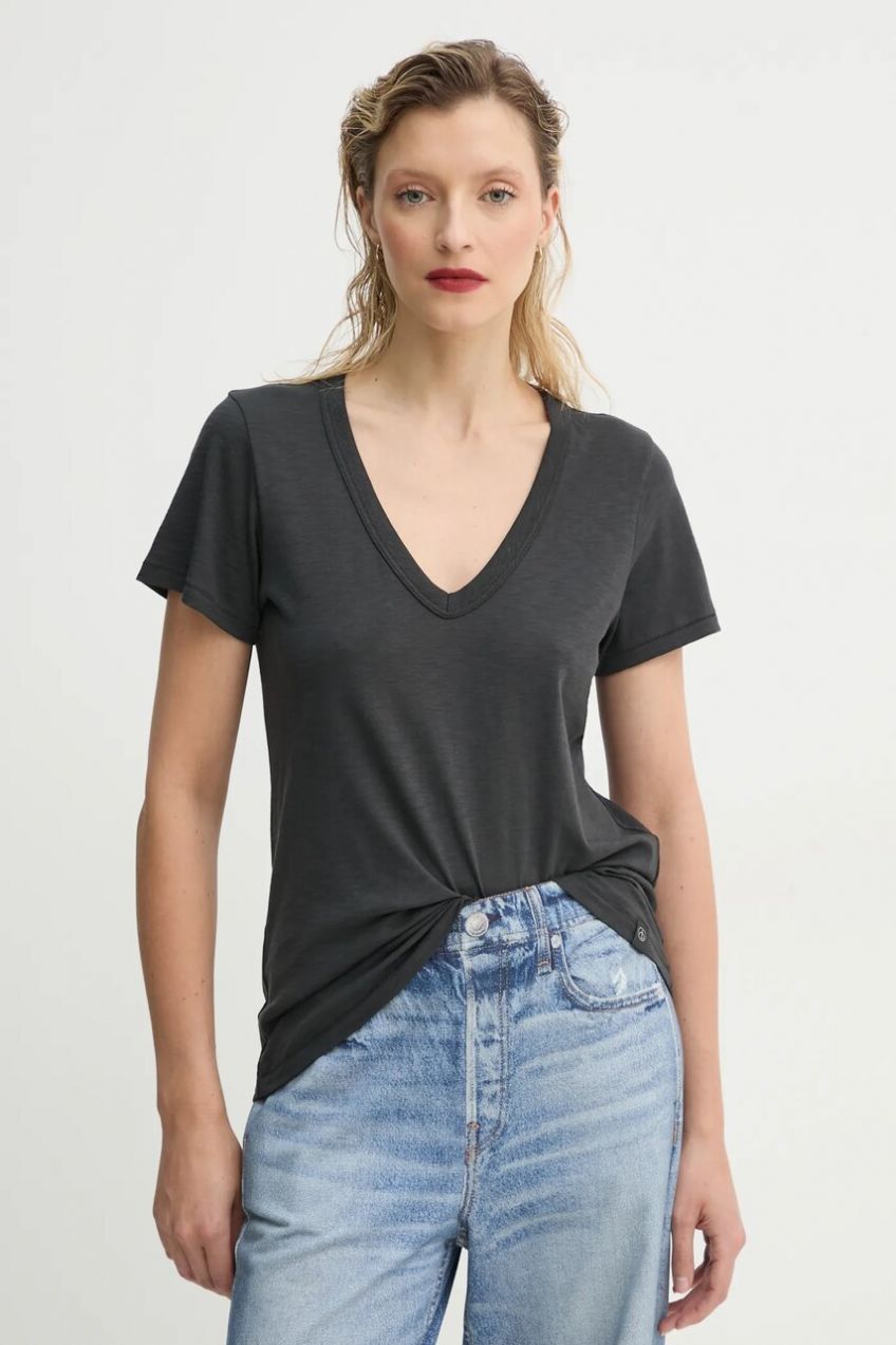 Bavlnené tričko Rag & Bone dámske, čierna farba, W272C34CH