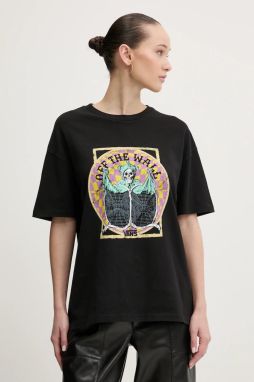 Bavlnené tričko Vans dámske, čierna farba, VN000NXFBLK1