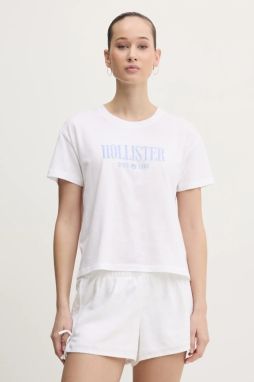 Bavlnené tričko Hollister Co. dámske, biela farba, KI357-5000