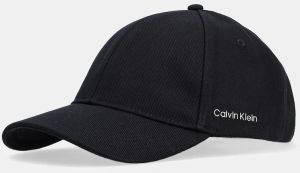Bavlnená šiltovka Calvin Klein čierna farba, jednofarebná, K60K612910