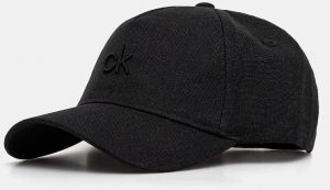 Plátenná čiapka Calvin Klein čierna farba, s nášivkou, K60K613118