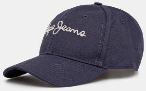 Bavlnená šiltovka Pepe Jeans MALLON CAP tmavomodrá farba, s nášivkou, PM040567