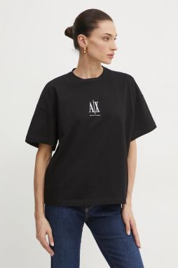Bavlnené tričko Armani Exchange dámske, čierna farba, XW001182 AF15085