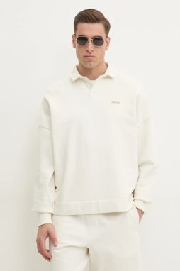 Bavlnená mikina Calvin Klein Jeans pánska, béžová farba, jednofarebná, J30J327229