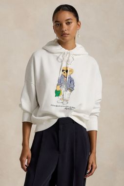Mikina Polo Ralph Lauren dámska, biela farba, s kapucňou, s potlačou, 211959115