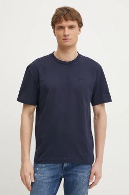 Bavlnené tričko Calvin Klein pánsky, tmavomodrá farba, jednofarebný