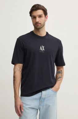 Bavlnené tričko Armani Exchange pánske, tmavomodrá farba, s nášivkou, XM000363 AF12308