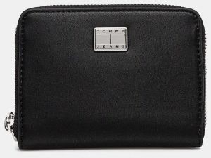 Peňaženka Tommy Jeans dámska, čierna farba, AW0AW17298
