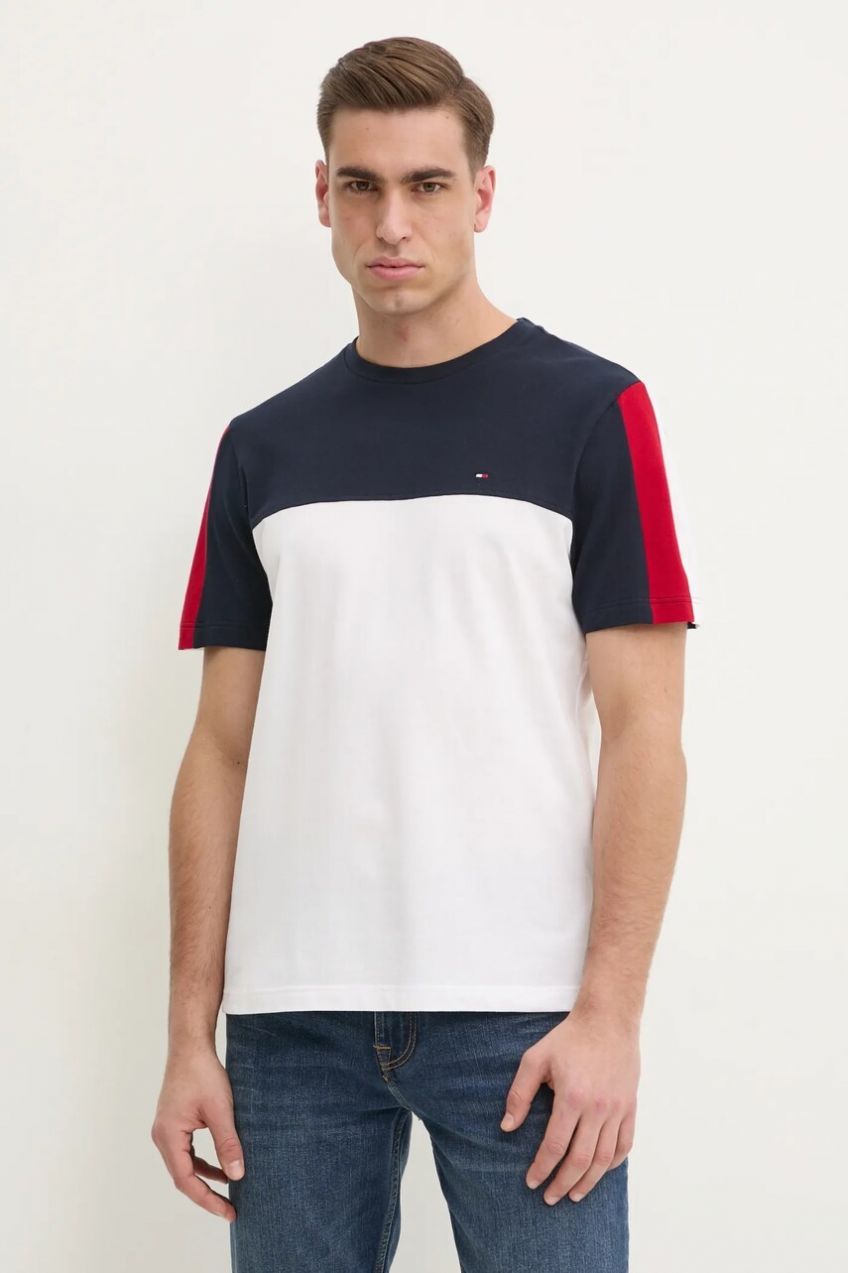 Bavlnené tričko Tommy Hilfiger pánske, tmavomodrá farba, vzorované, MW0MW39170