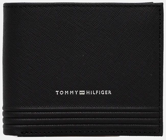 Kožená peňaženka Tommy Hilfiger pánska, čierna farba, AM0AM13260