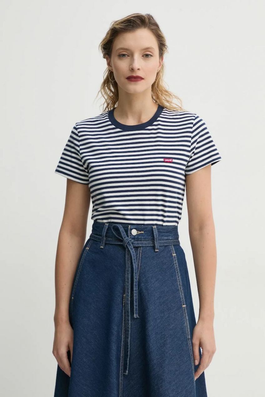 Bavlnené tričko Levi's LSE_PERFECT TEE dámske, tmavomodrá farba, A3116