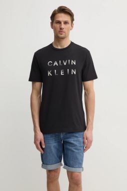 Bavlnené tričko Calvin Klein pánske, čierna farba, s potlačou, K10K114156