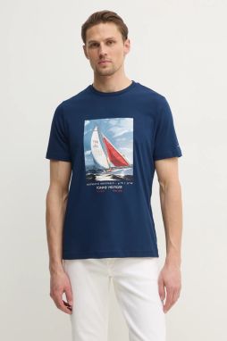 Bavlnené tričko Tommy Hilfiger pánske, tmavomodrá farba, s potlačou, MW0MW38615